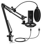 Fifine Recording USB Microphone Kit for Computer PC, Studio Podcast Condenser Mic with Gain Control, Boom Arm Stand, Shock Mount for Streaming Voiceover Twitch YouTube Video-T669