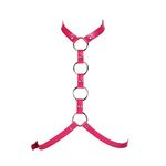 Womens Leather Harness Body Chest strap Roleplay Costume Punk Gothic Adjustable Belt (Rose red)