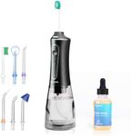 Professional Water Flosser with Concentrated Floss Drop Serum – Advanced Dental Care – IPX7 Waterproof Oral Irrigator | 6 Replacement Tips | 1 x 2oz Organic Drop for Optimal Oral Health