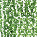 CEWOR 14 Pack 98 Feet Fake Ivy Leaves Artificial Ivy Leaves Greenery Garlands Hanging Plant Vine Party Garden Wall Decoration