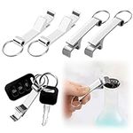 Bottle Opener Keyring, 4Pcs Silver Aluminum Beer Opener, Small Keychain Pocket Key Ring, Mini Multi-Function Bottle Opener for Home Pub Beer Lover Men Women Dad Bar