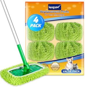KEEPOW Reusable Microfiber Mop Pads Compatible with Swiffer Sweeper Mop, Dry Sweeping Cloths, Washable Wet Mopping Cloth Refills for Surface/Hardwood Floor Cleaning, 4 Pack (Mop is Not Included)