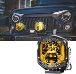 Riasdy 7 Inch Laser Offroad Light 1 pcs Side Shooter 95W LED Amber DRL Spot Flood Combo Beam Driving Lights 10800LM Fog Light Waterproof Pod Light for Wrangler Pickup Truck 4x4 UTV ATV