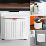 Hanging Kitchen Compost Bin 4 Liter/1.05 Gallon, Small Trash Can with Detachable Inner Bucket for Cupboard/Countertop/Bathroom/Camping/Office/Camping (White-4 Liter)