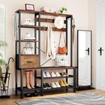 YITAHOME Coat Rack, 5 in 1 Hall Tree with Shoe Bench, 17 Movable Hooks and 2 Drawers, Freestanding Shoe Bench, and Wall Rack for Entryway