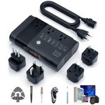 DOACE 350W Universal Travel Adapter Voltage Converter US to Europe, 100% Pure Sine Wave 220v to 110v Converter for Hair Straightener Curling CPAP Laptop Cell Phone, EU/UK/AU/US Power Plugs Converter