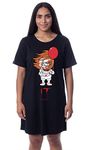 IT The Movie Womens' Chibi Pennywise Clown Nightgown Sleep Pajama Dress (XXX-Large) Black