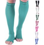 Doc Miller Open Toe Compression Socks Women and Men, Toeless Compression Socks Women, Support Circulation Shin Splints and Calf Recovery, Varicose Veins, 1 Pair (Teal, Medium)