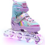 OLYSPM Inline Skates,Roller Skates Kids for Girls and Boys,4 Sizes Adjustable Skates to Keep your Kids Company for Indoor and Outdoor