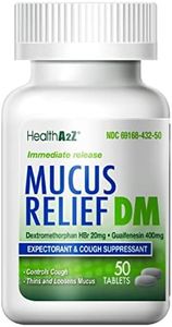 HealthA2Z® Mucus Relief DM | Dextromethorphan HBr 20mg | Guaifenesin 400mg | No Benzene | Cough, Immediate Release, Uncoated (50 Count (Pack of 1))