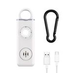 Upgrade Personal Alarm for Women, OQIMAX Rechargeable Personal Safety Alarm with 130dB Loud Personal Alarm Keychain, Strobe LED Light, Emergency SOS Alarm for Elderly, Students, Kids, Walker (White)