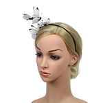 Women Butterfly Headband Bridal Wedding Festival Party 3D Fascinator Hair Hoop, White, One Size