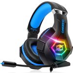 Ozeino Gaming Headset for Ps5 Ps4 PC, Over Ear Gaming Headphones with Noise Cancelling Microphone RGB Light, Deep Bass Stereo Sound Headset for Xbox Series X/S, Switch, Laptop, Mac, Phone