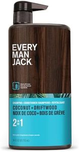 Every Man Jack 2-in-1 Daily Shampoo + Conditioner - Coconut & Driftwood | Nourishing For All Hair Types, Naturally Derived, Cruelty-Free Shampoo and Conditioner Set for Men | 24oz -1 Bottle
