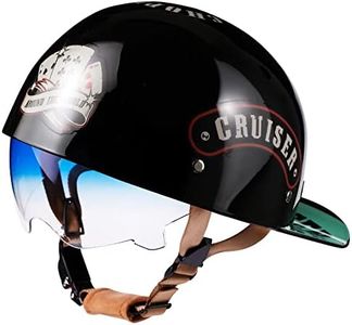 Mezzo Casco Moto Casco Aperto con Occhiali, Retro Casco per Moto, Certificazione ECE, Aspetto Unico E Raffinato, Adatto A Uomini E Donne Adulti, Fodera Comoda E Traspirante