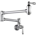 DELTA FAUCET Traditional Wall-Mount Pot Filler Faucet, Chrome 1177LF