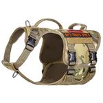 OneTigris Tactical Dog Harness with 5X Metal Buckle,Dog MOLLE Vest with Handle,No Pulling Front Clip,Hook and Loop Panel for Dog Custom Patch (Multi-colored, L)