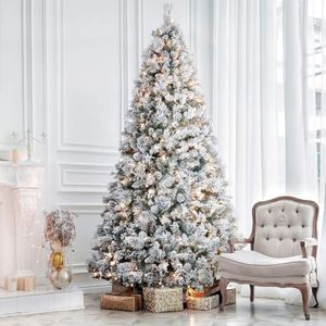 ANOTHERME 9ft Pre-lit Snow Flocked Christmas Tree