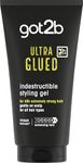got2b Glued Ultra Styling Hair Gel 150 ml, Glued Styling Gel for up to 48h Ultra Strong Hold, For Extreme Hairstyles, Vegan* Formula