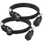 FIRMERST Flat Plug 3 Prong Extension Cord 3 Feet 14 AWG Black 1875W 2 Pack