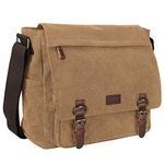 S-ZONE Men's Messenger Bag Crossbody Shoulder 15.6 Inch Laptop Vintage Canvas Briefcase Satchel for Work School Traveling Daily Use Multiple Pocket