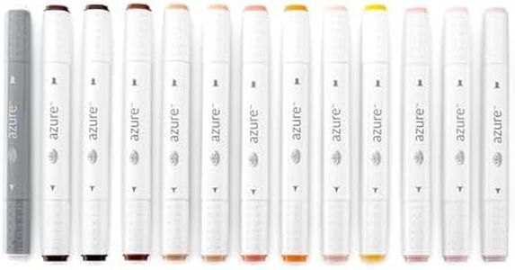 Royal & Langnickel Azure, 13pc Dual-Tip, Alcohol Based Marker Set, Includes - 12 Markers & 1 Blender, Complexion Colors