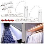 2 Pack Rechargeable Motion Sensor Led Lights,WOBANE LED Closet Light with Magnetic Battery Powered,LED Strip Lights,Homelife Bar for Wardrobe,Stair,Pantry,Counter,Cabinet,Bed,6000K White