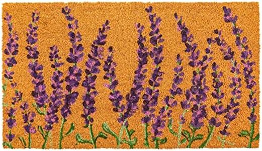 Juvale Floral Spring Coir Door Mat for Front Door, Entryway, 17x30 Lavender Flower Welcome Mat for Garden, Garage, Patio, Home, Porch Decor, Coco Coir Doormat