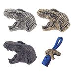 NBEADS 3 Pcs Dinosaur Head Shaped Brass Paracord Beads, Mixed Colors Metal Spacer Beads Paracord Keychain Bracelet Accessories Bead Necklace Pendant Bead for EDC String Craft