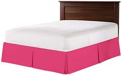 Box Pleated Bedskirt - Split Corner Bedskirt Queen Size - Luxury Pleated Dust Ruffle Bedskirts - 600 Brushed Microfiber Bedskirts - 12 Inch Drop Queen Box Pleated Bed Skirt, Hot Pink