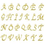 Beadnova 100pcs Assorted Gold Plated ABC Letter Alphabet Charm Pendant Loose Beads for Charm Bracelet Jewelry Making