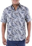 Guy Harvey Men's Short Sleeve Performance Fishing Shirt, Microchip/Hibiscus Heather, Large