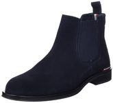 Tommy Hilfiger Men’s Elegant Chelsea Boots, Blue (Desert Sky), 8