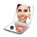 Compact Mirror Magnifying Pocket Mirror 10X Small Travel Folding Mirror for Handbag Square 3.5 inch (Silver)