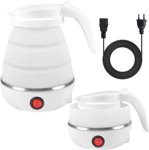 UieaMsio Hervidor Eléctrico Plegable 600 ml Portátil Kettle Mini Hervidor de Agua Lotvic Hervidor Eléctrico Plegable,Hervidor de Viaje de Silicona para Camping, Viajes y Vacaciones(blanco)