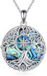 YFN Tree of Life Necklace Sterling Silver Compass Pendant Abalone Shell Celtic Jewelry Graduation Gifts for Women Men