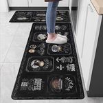 famibay Coffee Kitchen Mats for Floor Anti Fatigue Kitchen Mat Farmhouse Kitchen Rugs and Mats Non Slip Waterproof Wipe Clean Cushioned Kitchen Floor Mats for in Front of Sink (17"×28"+17"×47")