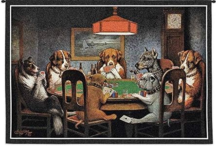 Dogs Playing Poker by Cassius Marcellus Coolidge | Woven Tapestry Wall Art Hanging | Classic Whimsical Game Room Art | 100% Cotton USA Size 54x38