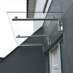 MonsterShop 1800 x 800mm Glass Canopy, 3 Stainless Steel Brackets, Front/Back Door Porch Shelter