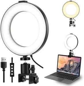 6" LED Ring Light with Clamp Mount Desktop Light for Remote Meeting, YouTube, Selfie, Makeup, Live Streaming,Business Video Call