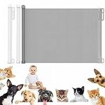 Stair Gates for Dogs, Aluminum Alloy Material Retractable Stair Gate Portable Baby Safety Gate, Child Stair Gate for Outdoor Kitchen, Stairs, Hallways, Double Locking System, Super Wide 130CM, White