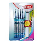 Flair Streamer Ball Pen Blister Pack | 0.7 mm Tip Size | 5 Pcs Refills Included in This Pack | Streams Like Fluid | Low-Viscosity Ink for Smudge Free Writing | Blue Ink, Pack of 15 Pens