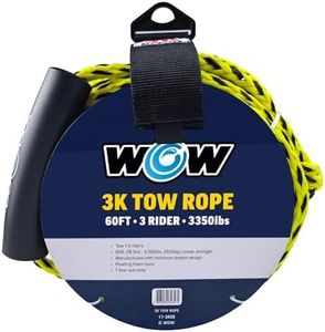 WOW Sports World of Watersports 4k 60 ft. Tow Rope with Floating Foam Buoy 1 2 3 or 4 Person Tow Rope for Boating, 11-3010