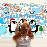 Haooryx Polar Animal Wonderland Giant Mandala Coloring Poster Penguin Seal Dolphin Polar Bear Drawing Banner Coloring Table Cover Wall Decoration School Class DIY Paper Art Craft for Kids Party Supply