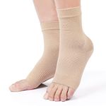 KEKING® Ankle Brace Compression Support Sleeve for Women & Men, Medical Ankle Compression Socks for Plantar Fasciitis, Foot & Ankle Swelling, Achilles Tendon Support, Arch Support, 1 Pair of Beige L