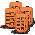 Go Time Gear Survival Life Tent • 2 Person Mylar Emergency Shelter Tube Tent + Paracord • All-Weather Protection for Camping, Hiking, & Survival Kits • Includes Emergency Whistle • 4PK Orange