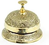 Solid Brass Classic Office Desk Bell with Traditional Art Work | Loud Desk Office Bell | Nagina International Antique Brass (Artwork)