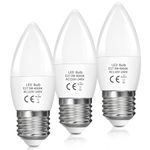 LED Candle Light Bulb E27 5W, Edison Screw E27 C37 LED Candle Bulb 40W Equivalent, 470LM 4000K Daylight Natural White, ES Energy Saving Light Bulbs, Non-Dimmable, Pack of 3