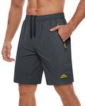 TACVASEN Men's Quick Dry Shorts Performance Jogging Shorts Gym Yoga Shorts Fitness Exercise Shorts Fast Drying Shorts with Zip Pockets, 32, Dark Grey