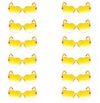 JFTOWN 12 Pairs Heart Shape Rimless Valentines Sunglasses Candy Color Frameless One Piece Love Glasses for Women Party Favor（Gradient Yellow）